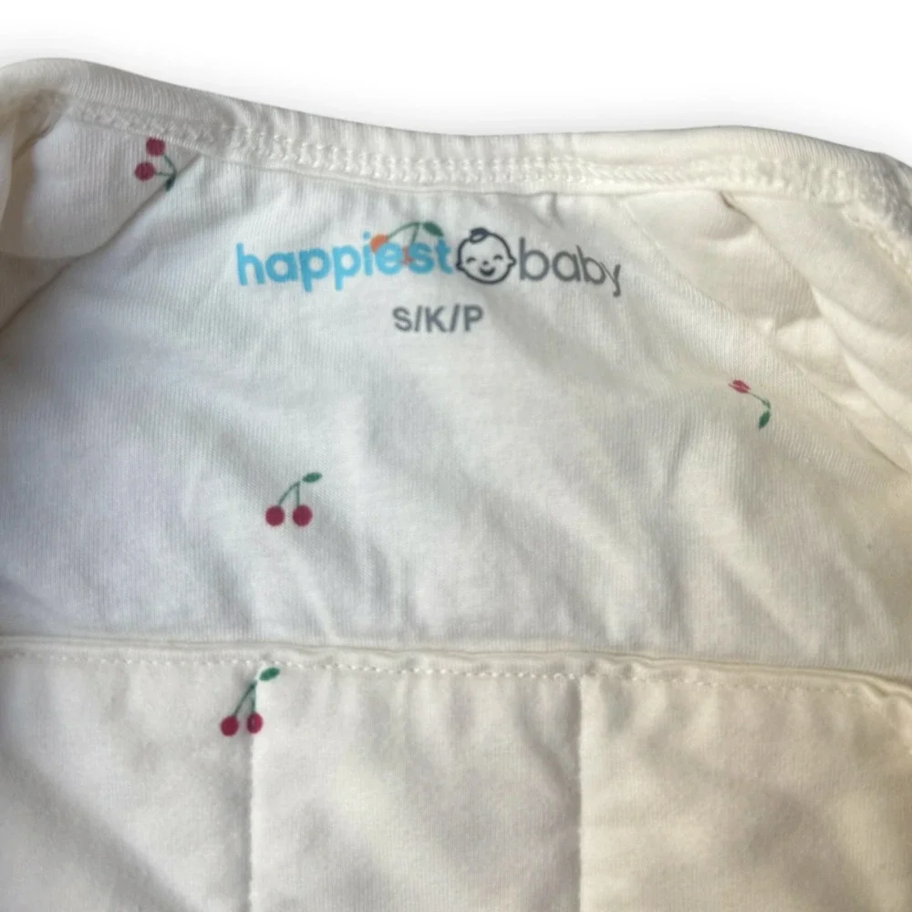 Happiest Baby SNOO Sack Swaddle Small 0-2M White Cherry Print Organic Cotton